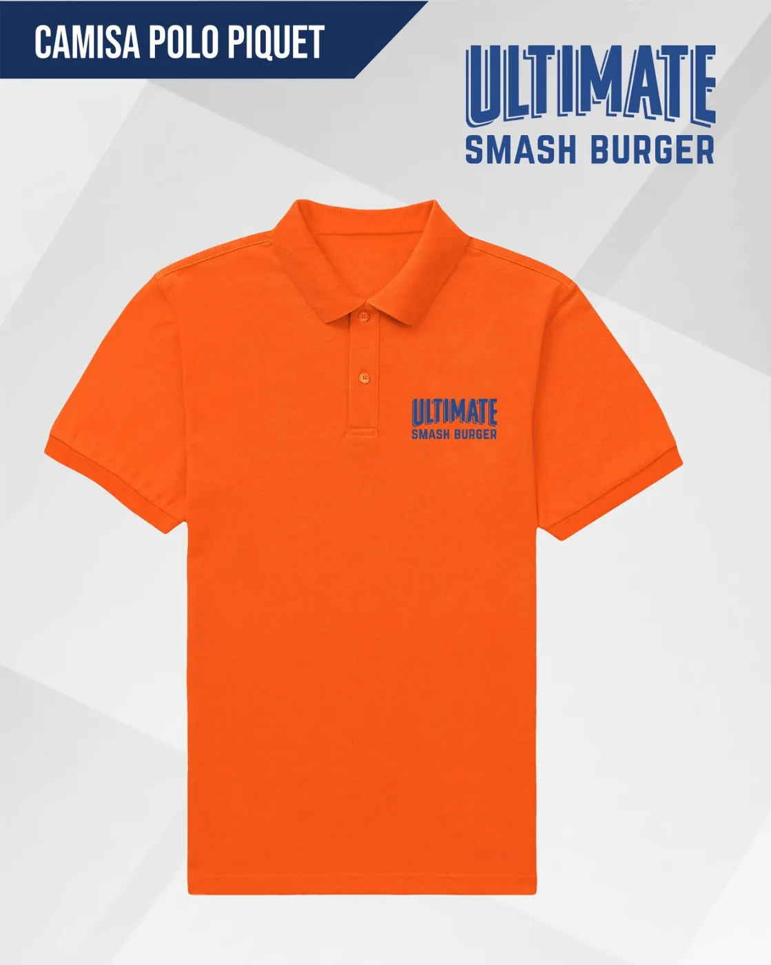 Ultimate Smash Burger: Polo e camisa em laranja vibrante